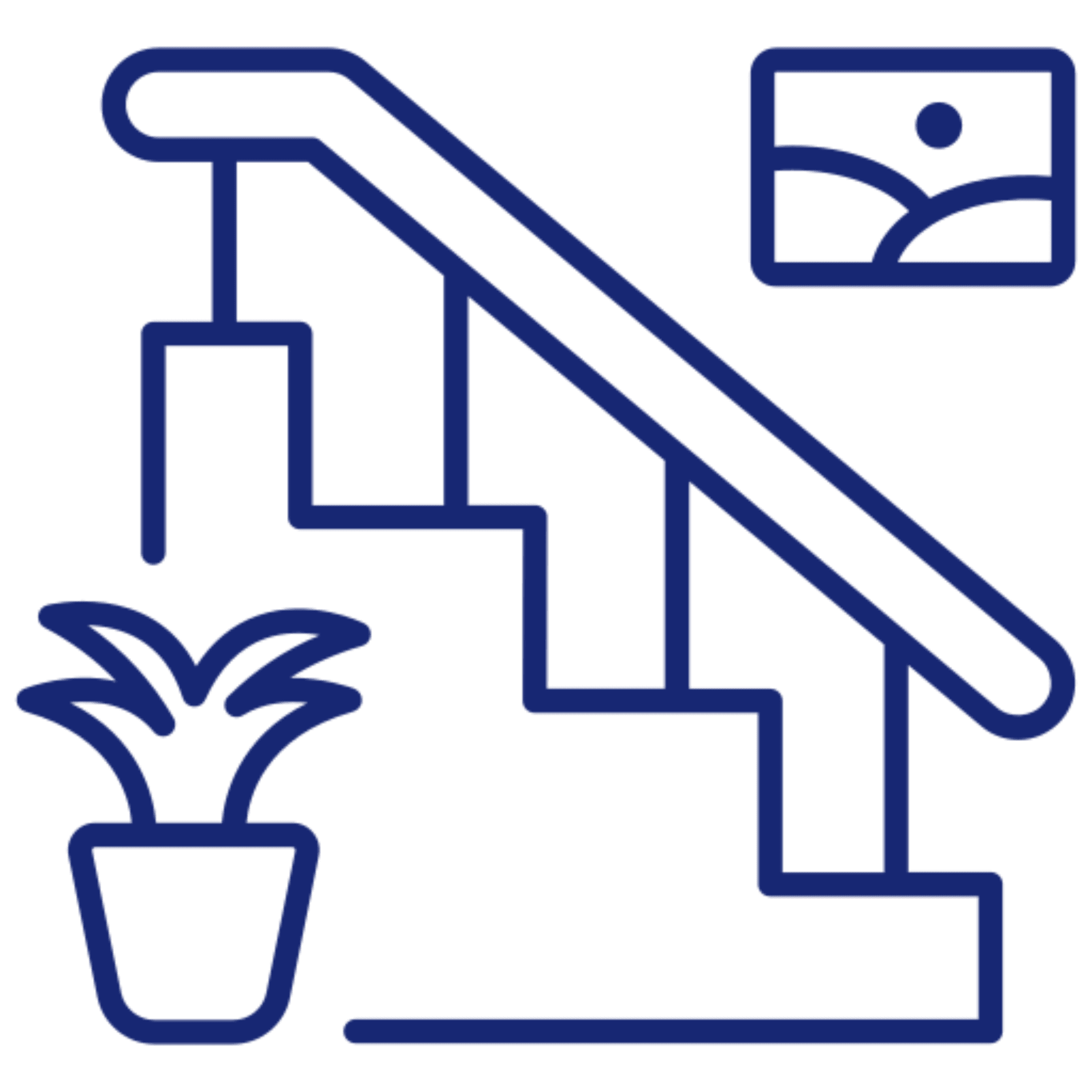 Outline of stairs, plant, and frame