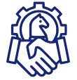 Handshake and knight emblem