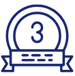Circular badge with number three